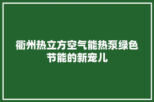 衢州热立方空气能热泵绿色节能的新宠儿