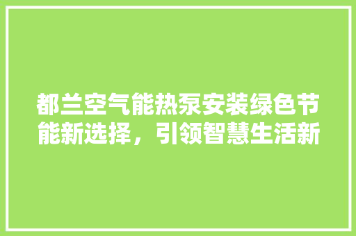 都兰空气能热泵安装绿色节能新选择，引领智慧生活新潮流