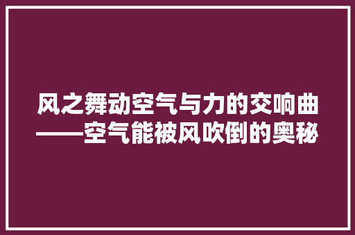 风之舞动空气与力的交响曲——空气能被风吹倒的奥秘