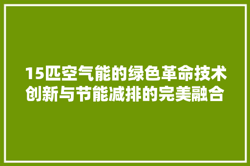 15匹空气能的绿色革命技术创新与节能减排的完美融合 汽车维修