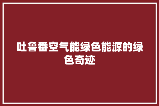吐鲁番空气能绿色能源的绿色奇迹