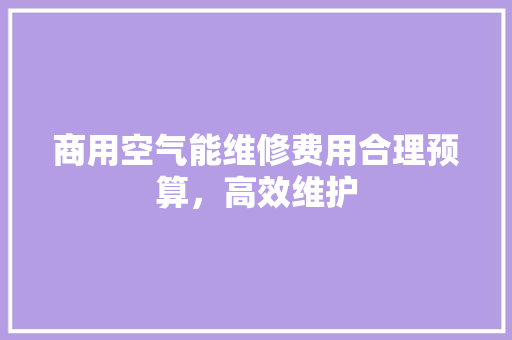 商用空气能维修费用合理预算，高效维护