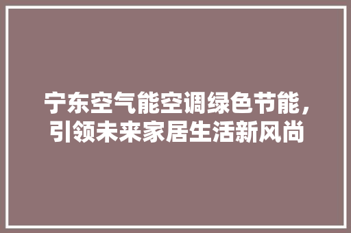 宁东空气能空调绿色节能，引领未来家居生活新风尚 墙体维修