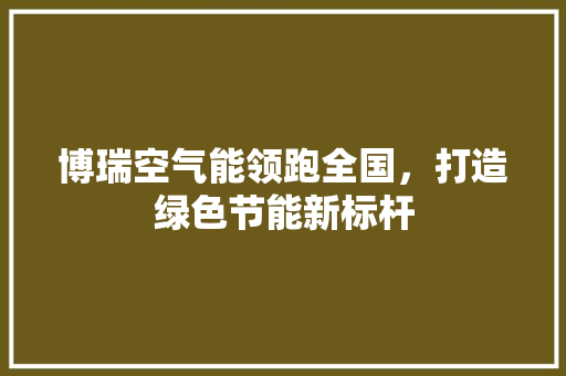 博瑞空气能领跑全国，打造绿色节能新标杆 汽车维修