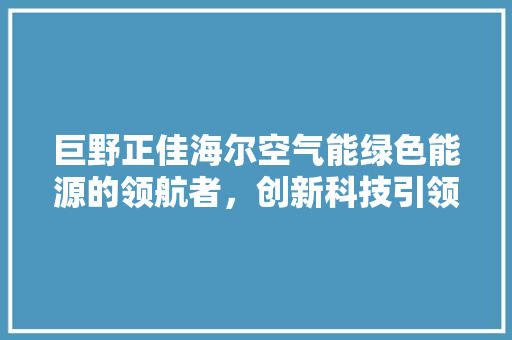 巨野正佳海尔空气能绿色能源的领航者，创新科技引领未来生活
