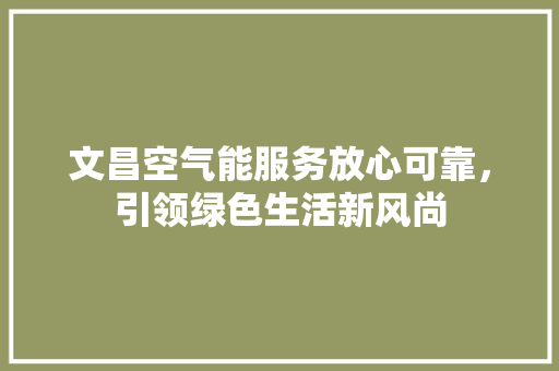 文昌空气能服务放心可靠，引领绿色生活新风尚 家电维修