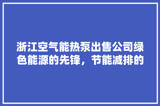 浙江空气能热泵出售公司绿色能源的先锋，节能减排的践行者