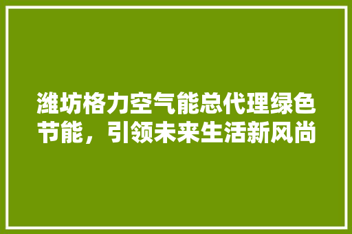潍坊格力空气能总代理绿色节能，引领未来生活新风尚