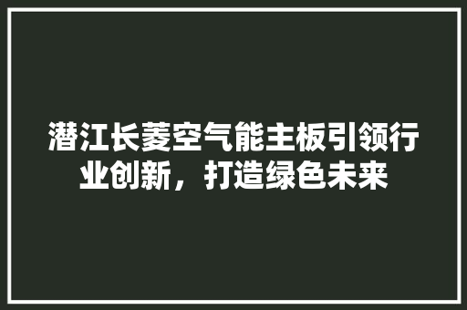潜江长菱空气能主板引领行业创新，打造绿色未来