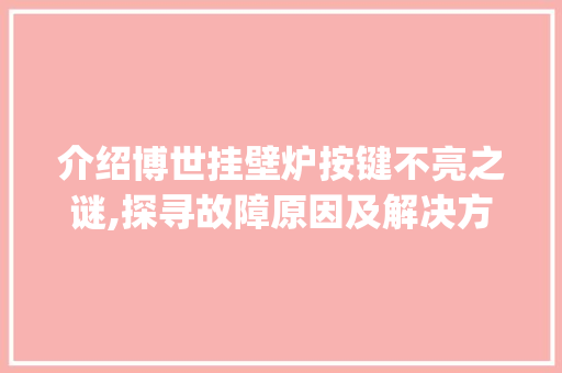 介绍博世挂壁炉按键不亮之谜,探寻故障原因及解决方法_博世挂壁炉按键不亮了什么原因 介绍博世挂壁炉按键不亮之谜,探寻故障原因及解决方法_博世挂壁炉按键不亮了什么原因 厨房维修