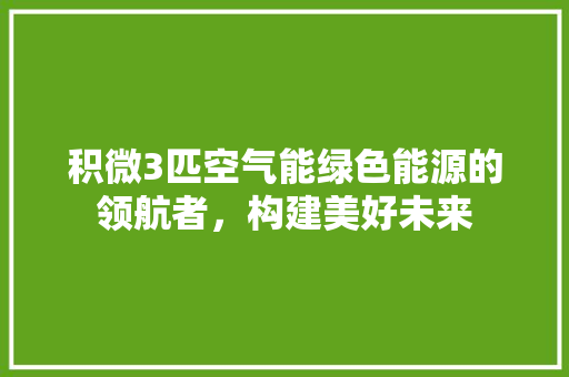 积微3匹空气能绿色能源的领航者，构建美好未来 汽车维修