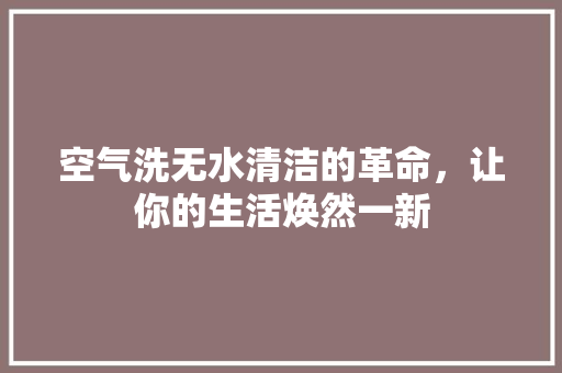 空气洗无水清洁的革命，让你的生活焕然一新