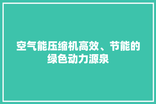 空气能压缩机高效、节能的绿色动力源泉 厨房维修