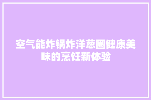 空气能炸锅炸洋葱圈健康美味的烹饪新体验