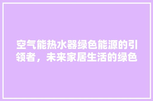 空气能热水器绿色能源的引领者，未来家居生活的绿色选择 厨房维修