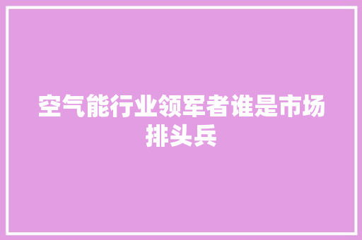 空气能行业领军者谁是市场排头兵