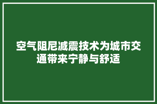 空气阻尼减震技术为城市交通带来宁静与舒适