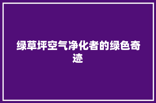 绿草坪空气净化者的绿色奇迹