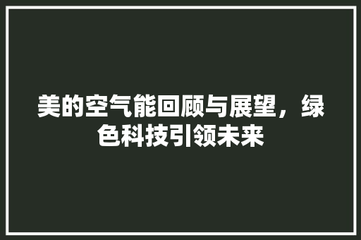 美的空气能回顾与展望，绿色科技引领未来 厨房维修