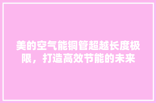 美的空气能铜管超越长度极限，打造高效节能的未来