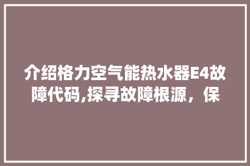 介绍格力空气能热水器E4故障代码,探寻故障根源，保障家庭温暖_格力空气能热水器显示e4 介绍格力空气能热水器E4故障代码,探寻故障根源，保障家庭温暖_格力空气能热水器显示e4 墙体维修