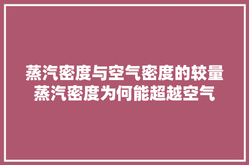 蒸汽密度与空气密度的较量蒸汽密度为何能超越空气