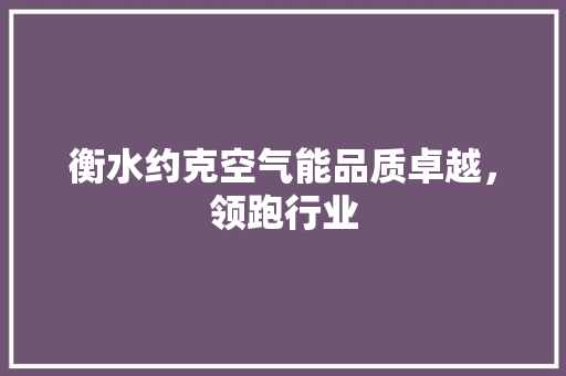 衡水约克空气能品质卓越，领跑行业