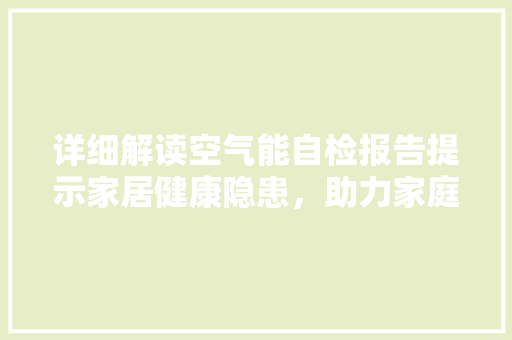 详细解读空气能自检报告提示家居健康隐患，助力家庭安全