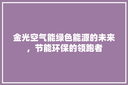 金光空气能绿色能源的未来，节能环保的领跑者