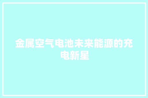 金属空气电池未来能源的充电新星
