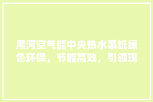 黑河空气能中央热水系统绿色环保，节能高效，引领现代家庭热水新潮流