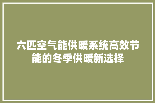 六匹空气能供暖系统高效节能的冬季供暖新选择