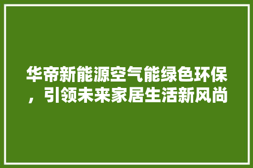 华帝新能源空气能绿色环保，引领未来家居生活新风尚