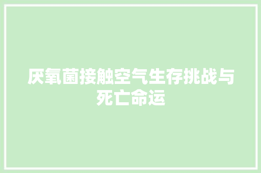 厌氧菌接触空气生存挑战与死亡命运