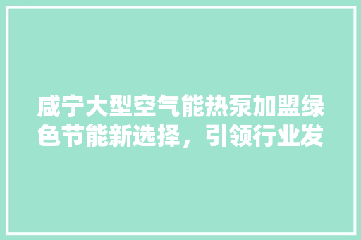 咸宁大型空气能热泵加盟绿色节能新选择，引领行业发展潮流