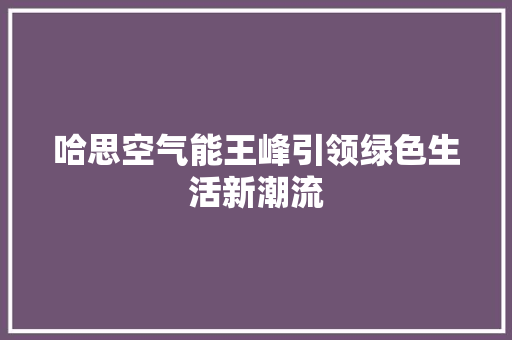 哈思空气能王峰引领绿色生活新潮流