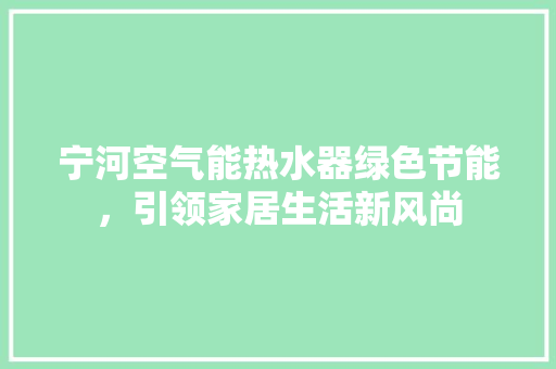 宁河空气能热水器绿色节能，引领家居生活新风尚