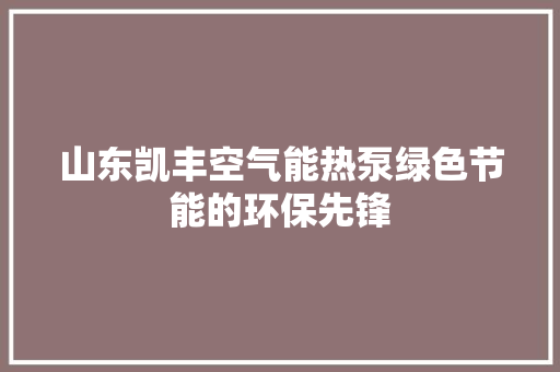 山东凯丰空气能热泵绿色节能的环保先锋