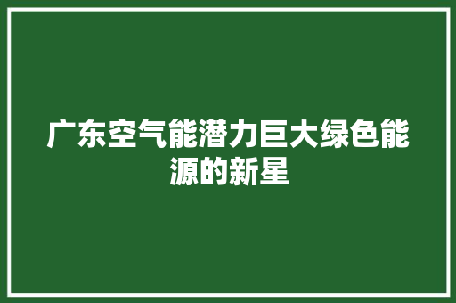 广东空气能潜力巨大绿色能源的新星 汽车维修