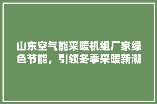 山东空气能采暖机组厂家绿色节能，引领冬季采暖新潮流 家电维修