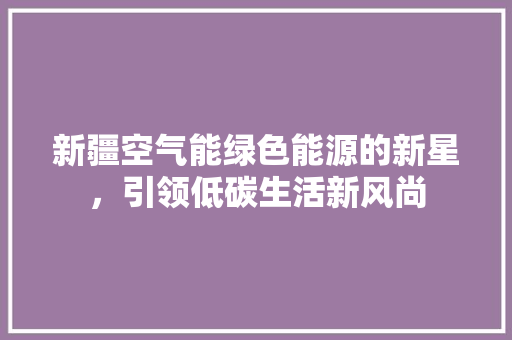 新疆空气能绿色能源的新星，引领低碳生活新风尚
