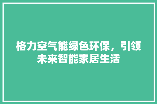 格力空气能绿色环保，引领未来智能家居生活