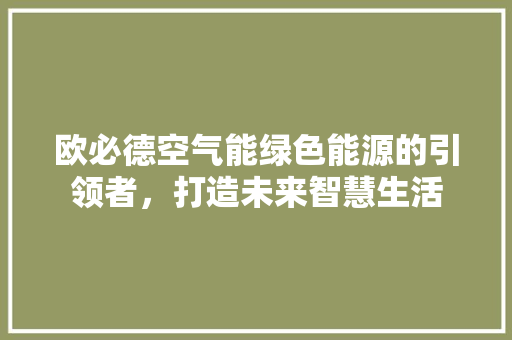 欧必德空气能绿色能源的引领者，打造未来智慧生活