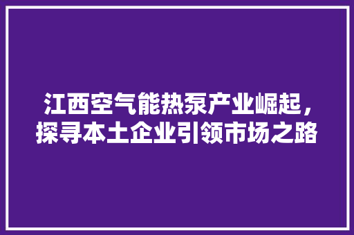 江西空气能热泵产业崛起，探寻本土企业引领市场之路