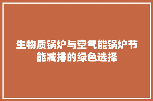 生物质锅炉与空气能锅炉节能减排的绿色选择