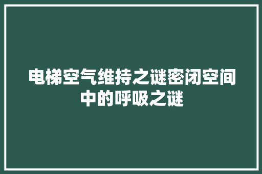 电梯空气维持之谜密闭空间中的呼吸之谜