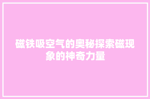 磁铁吸空气的奥秘探索磁现象的神奇力量