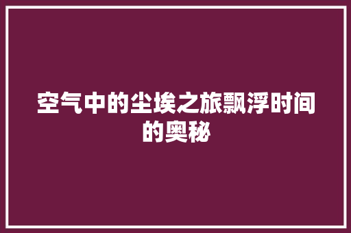 空气中的尘埃之旅飘浮时间的奥秘