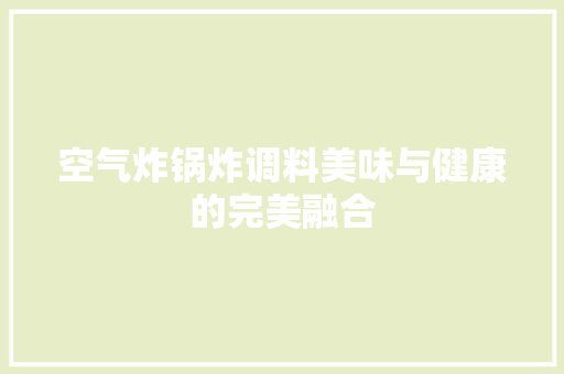 空气炸锅炸调料美味与健康的完美融合