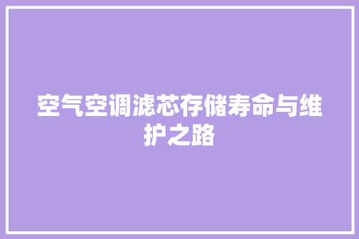 空气空调滤芯存储寿命与维护之路